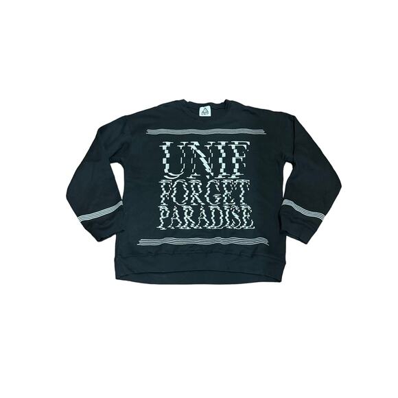 UNIF ‘Forget Paradise’ Pullover Crewneck Sweatshirt - Size Large - Black & White - Picture 1 of 13